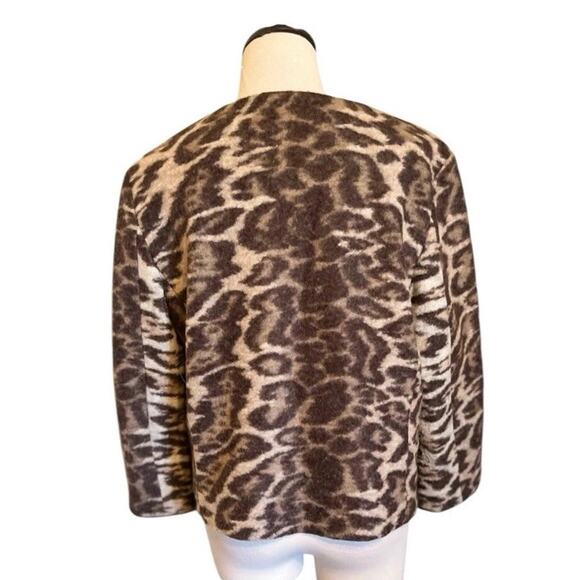 $285 Ann Taylor Small Animal Print Cropped Wool Jacket Blazer Quiet Luxury - Picture 10 of 12